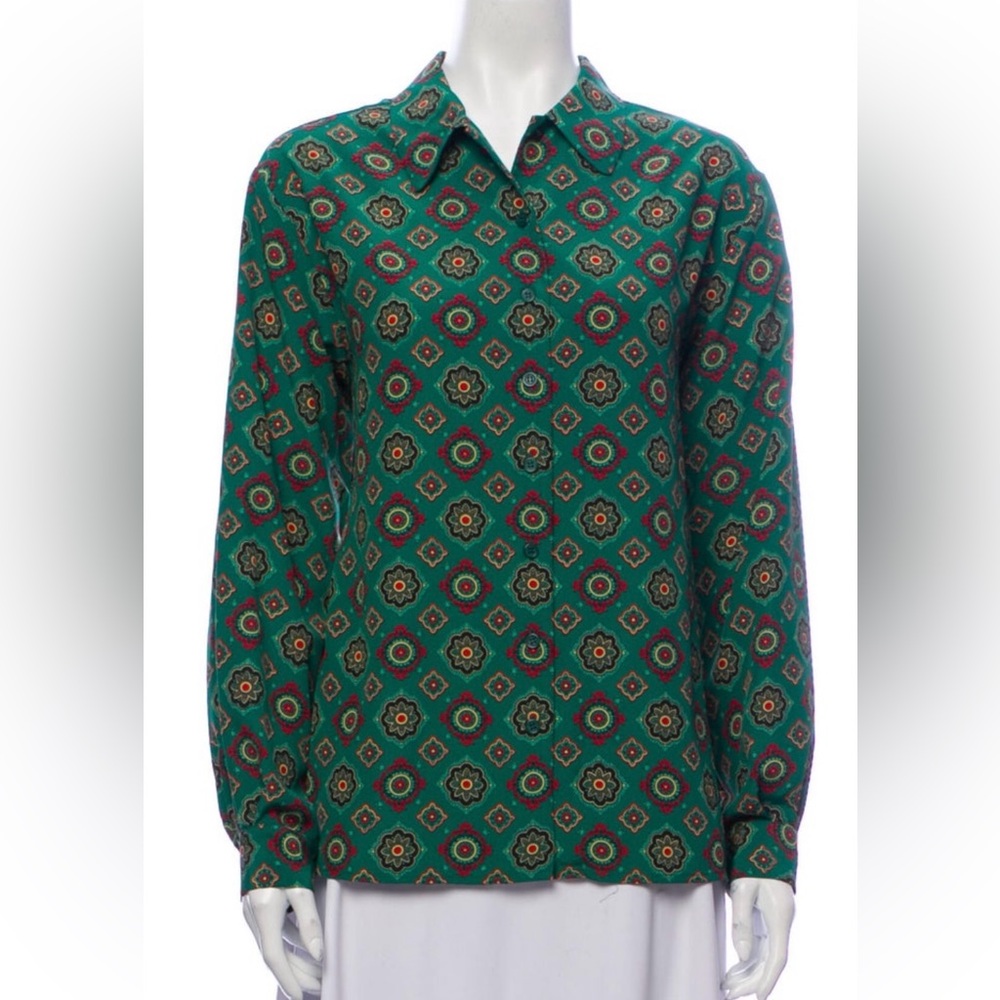 Green Long Sleeve Boxy Blouse